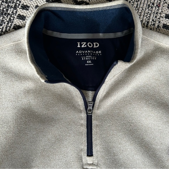 IZOD Advantage Performance Cream Quarter Zip Fleece - Picture 2 of 7